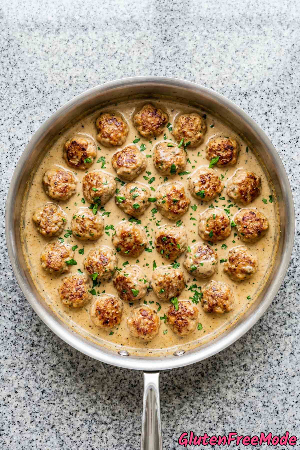 Homemade gluten free Swedish meatballs
