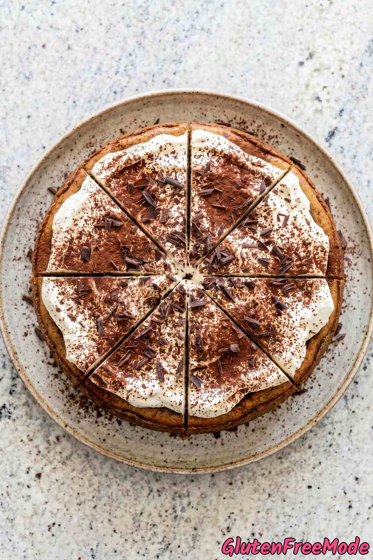 Velvety gluten free tiramisu cheesecake slice