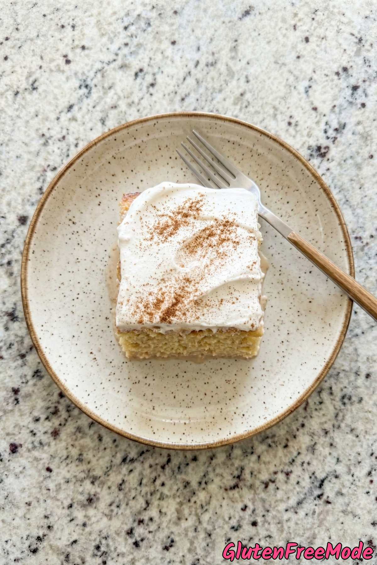 Soaked gluten free tres leches cake dessert