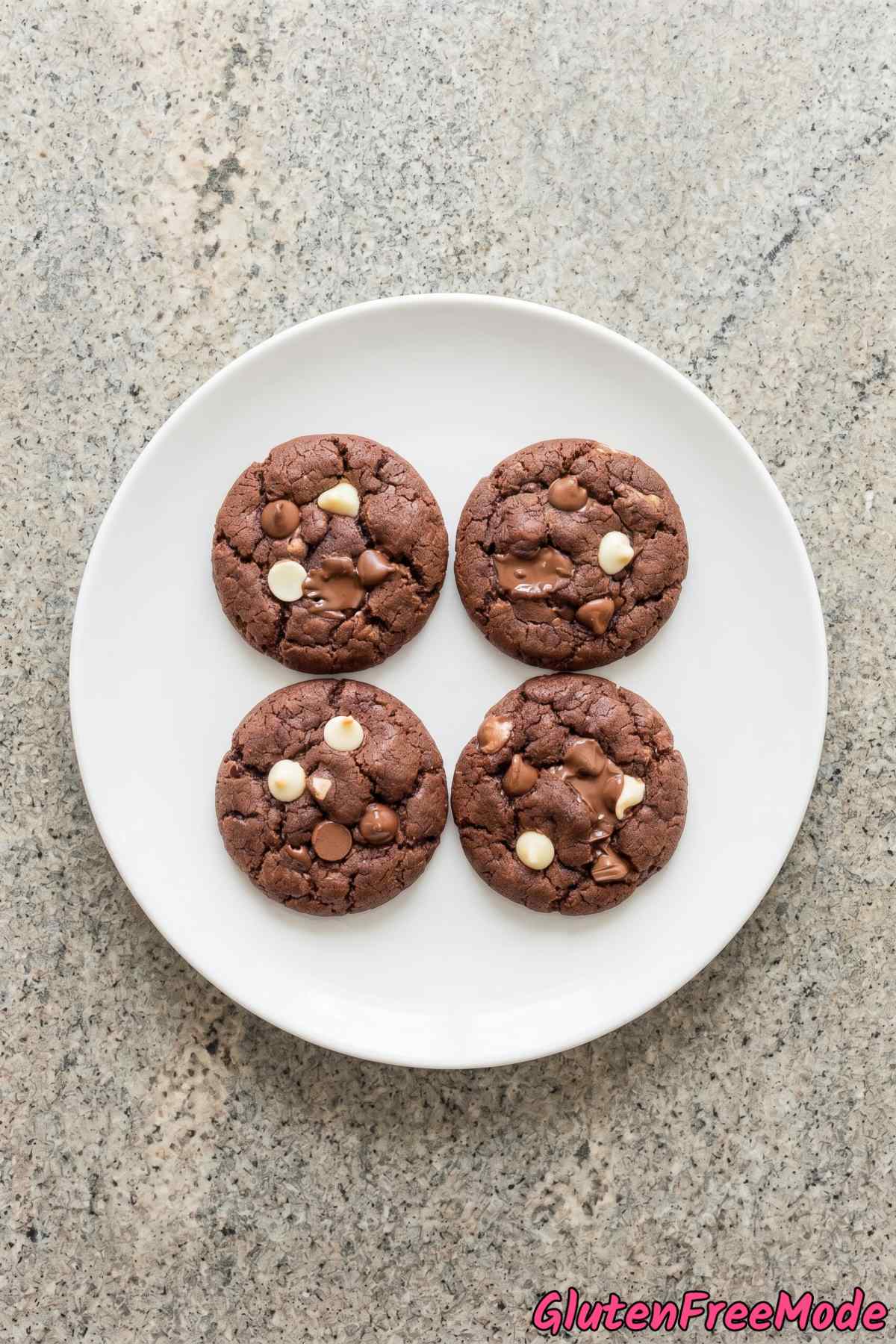 Fudgy gluten free triple chocolate cookies
