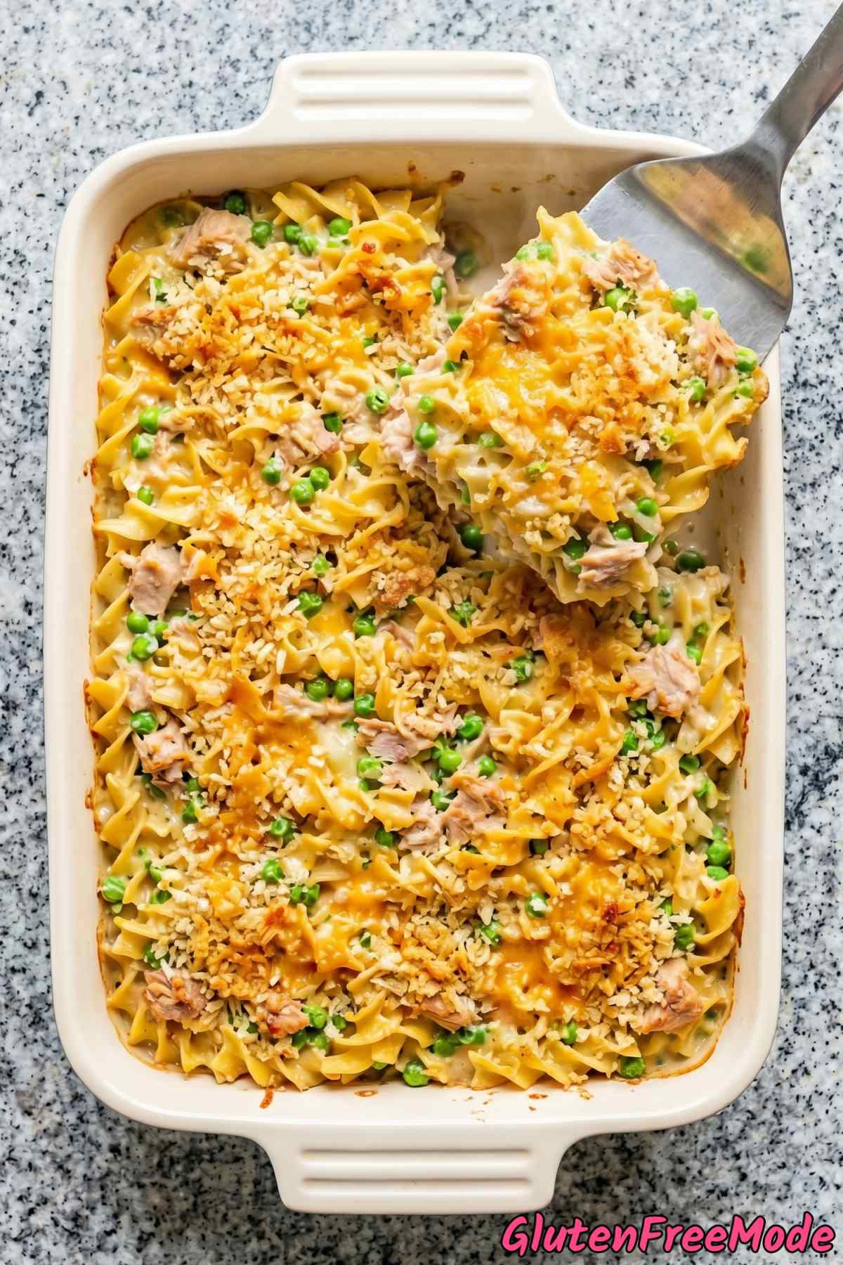Homemade gluten free tuna noodle casserole