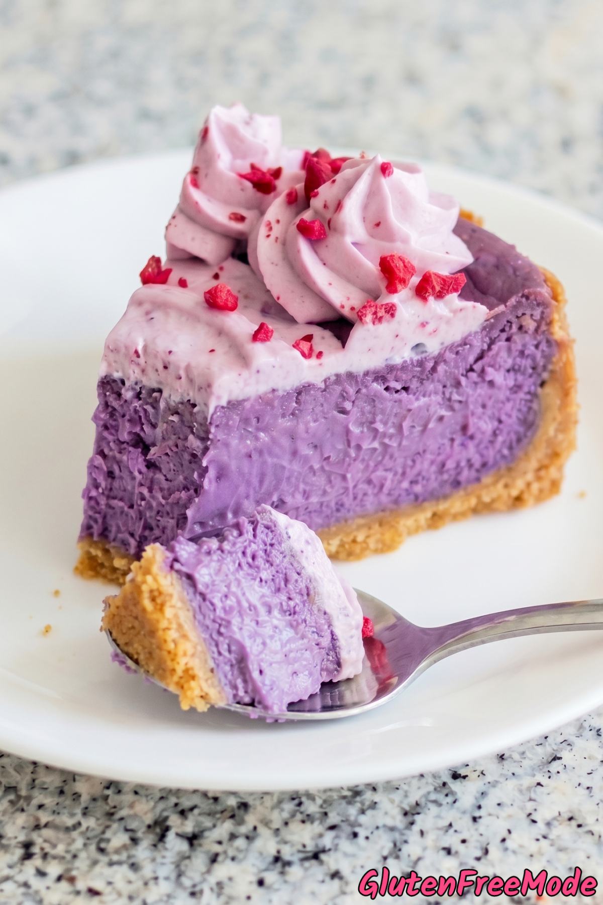 Luscious gluten free ube cheesecake