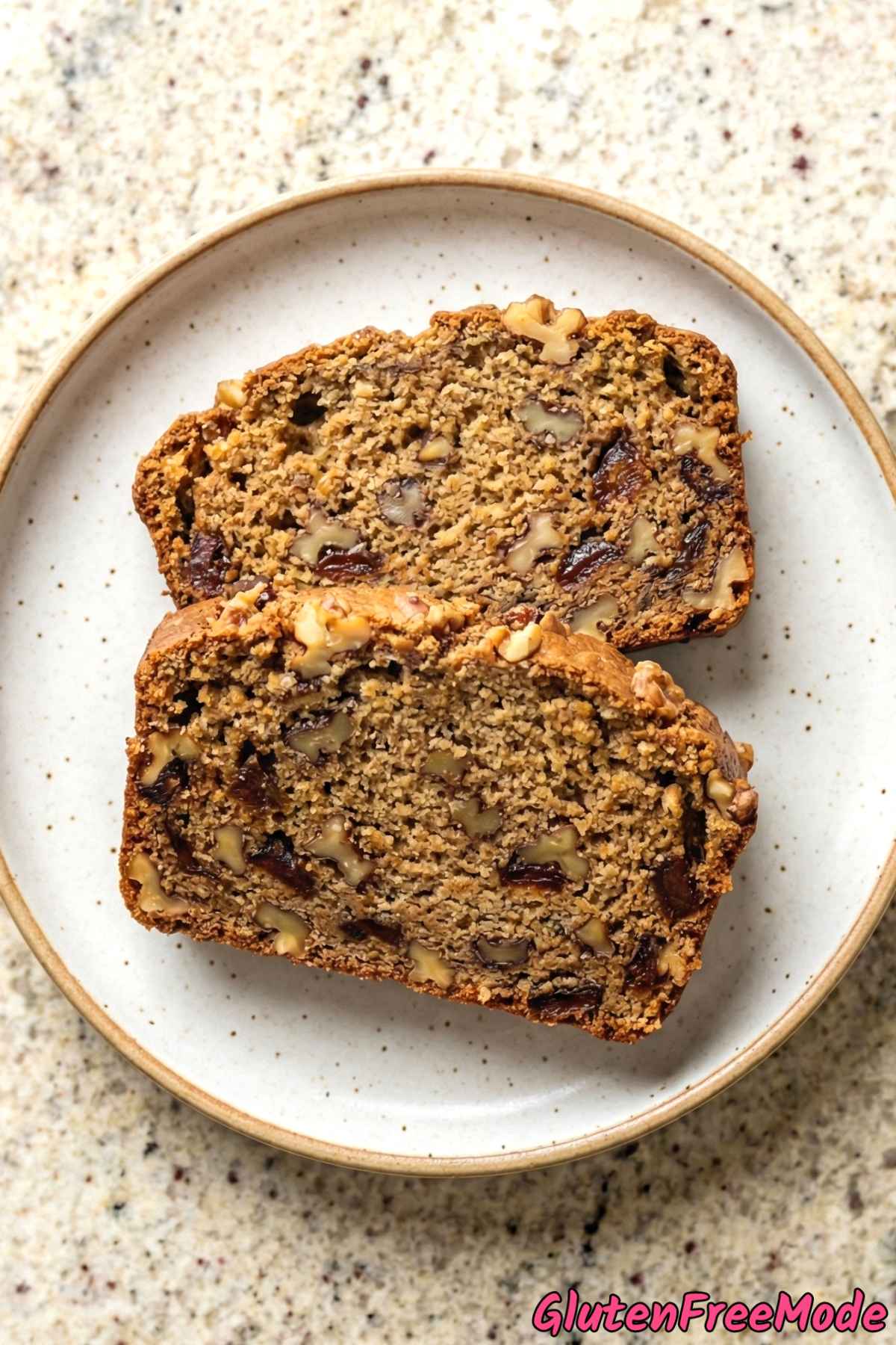Tender gluten free walnut date bread