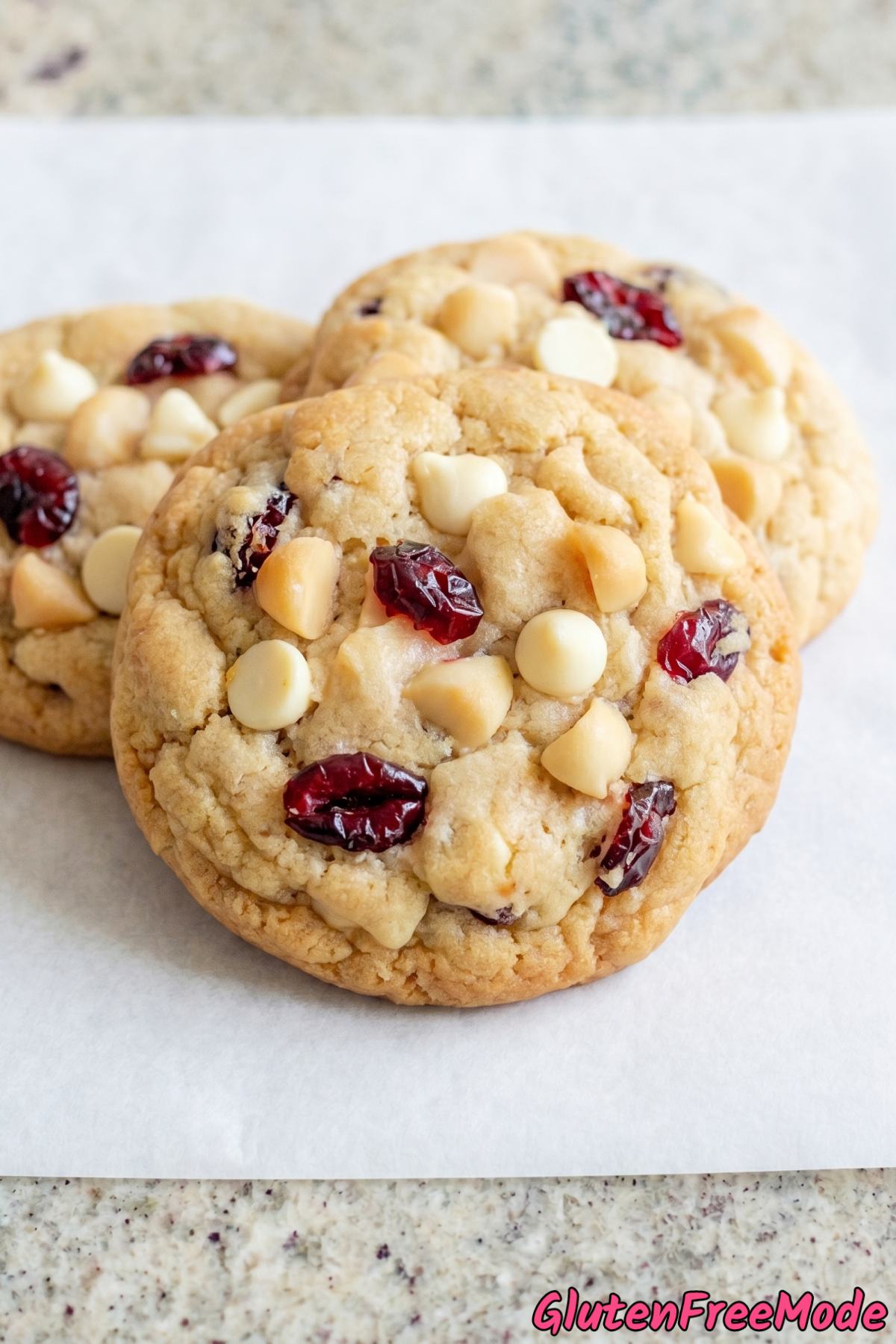 Tender gluten free white chocolate cranberry cookies