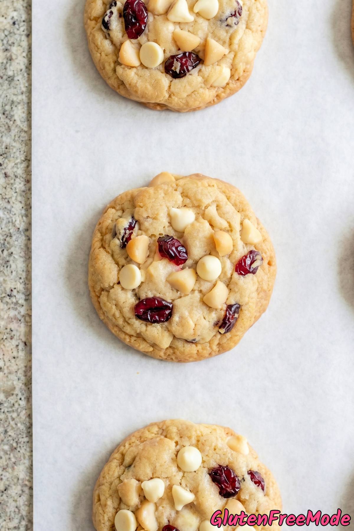 Fresh gluten free white chocolate cranberry cookies