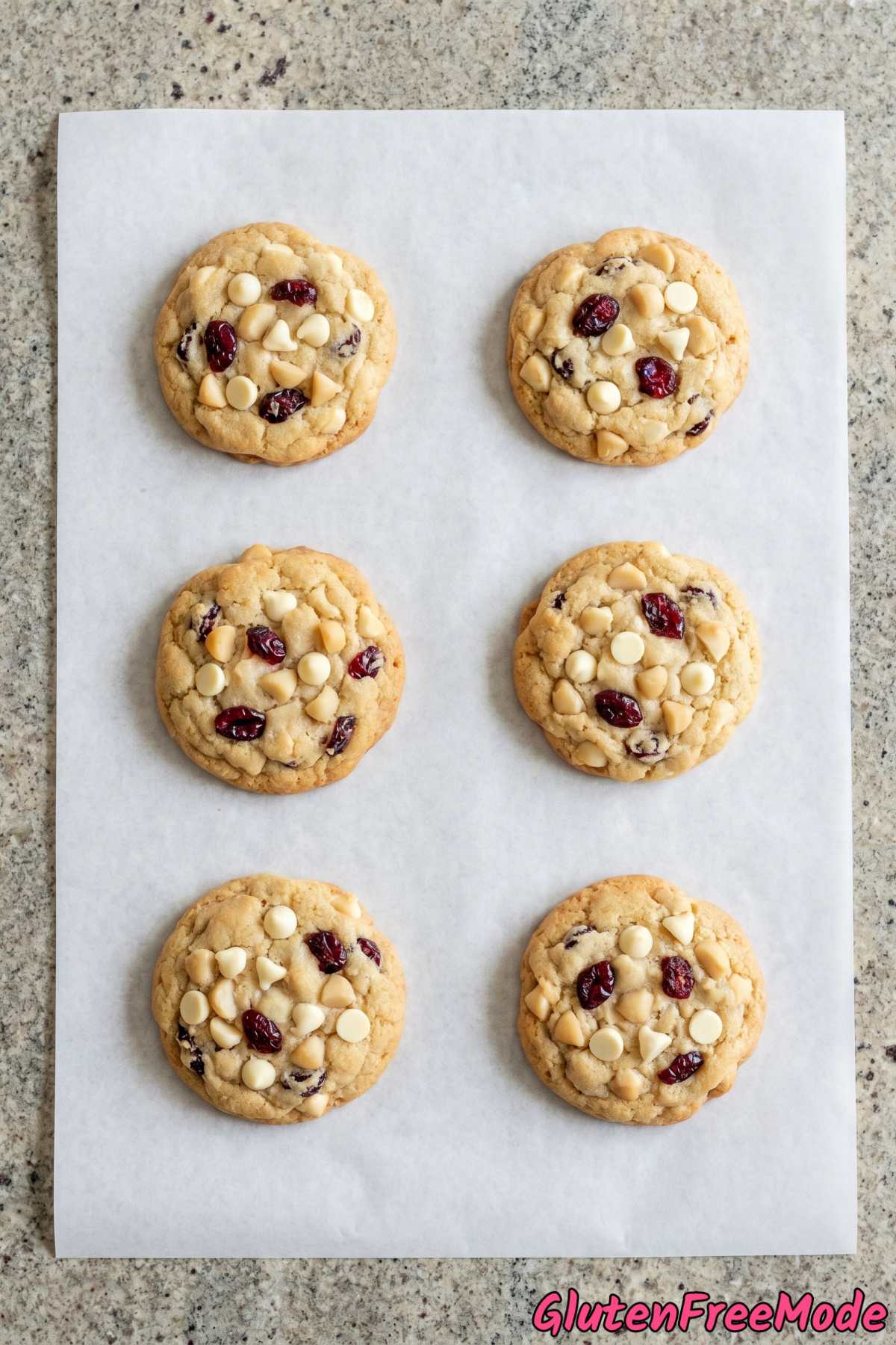 Golden gluten free white chocolate cranberry cookies