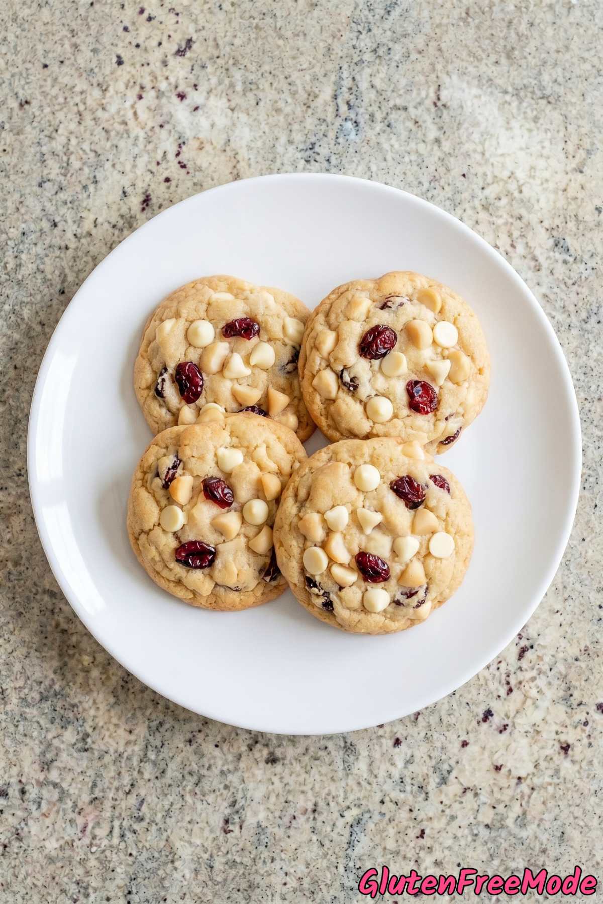 Soft gluten free white chocolate cranberry cookies