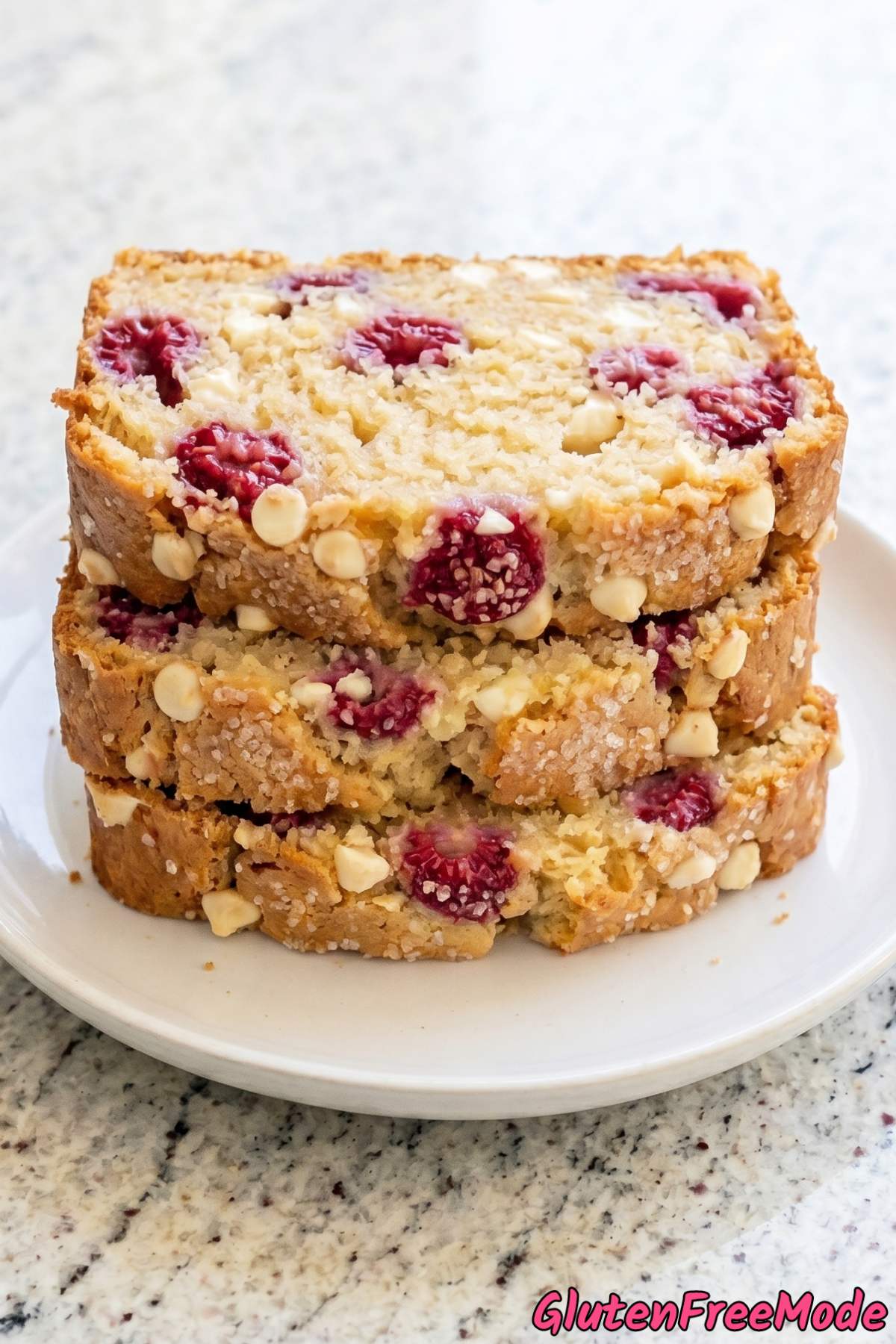 Fresh gluten free white chocolate raspberry bread