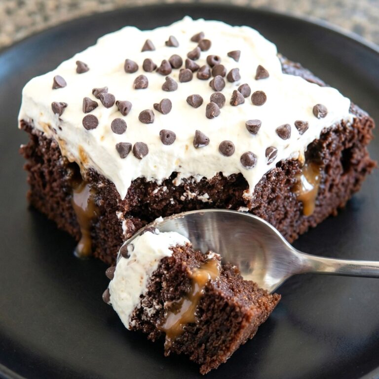 Gluten Free Chocolate Caramel Poke Cake