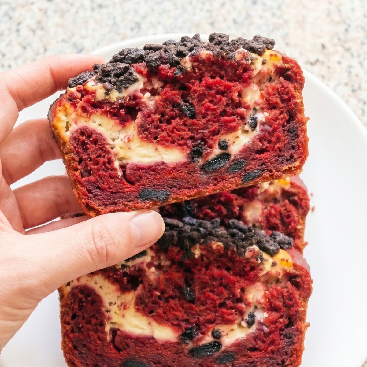 Gluten Free Red Velvet Cookie Crumble Bread