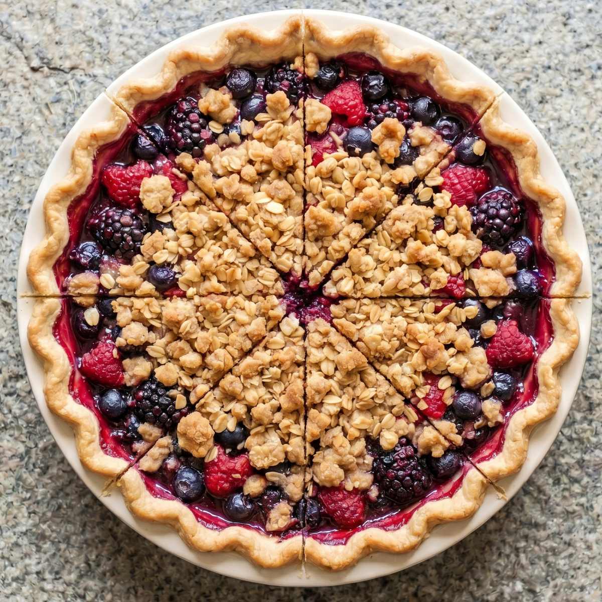 Gluten Free Triple Berry Crumble Pie